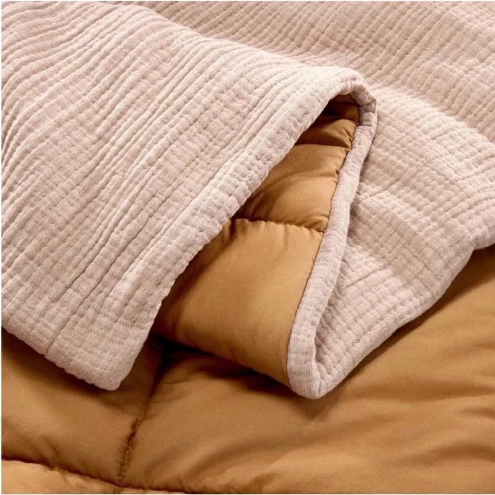 NWT Full/Queen Textured Chambray Comforter & Sham Set Warm Brown - Casaluna - Picture 6 of 7